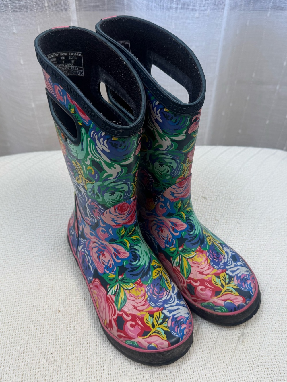 Bogs Girls Sz 4 Floral Kids Rain Boots - Pink, Blue, Green, Yellow
